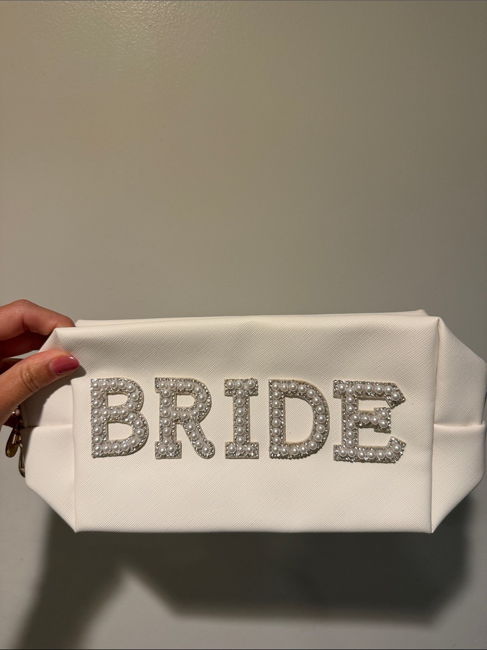 White 'BRIDE' Pearl Embellished Clutch Bag